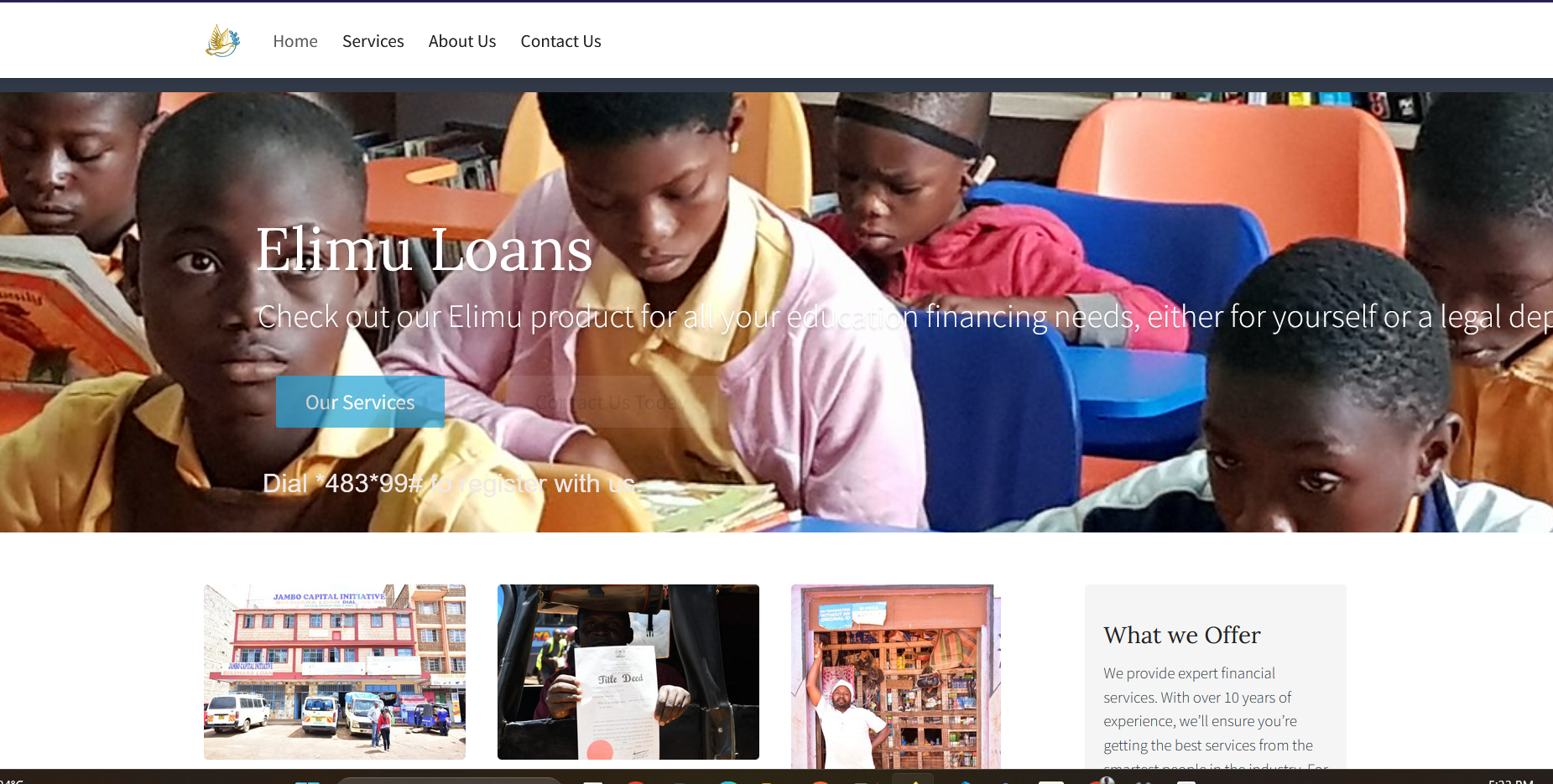 Screenshot of Jambo Capital Initiative website